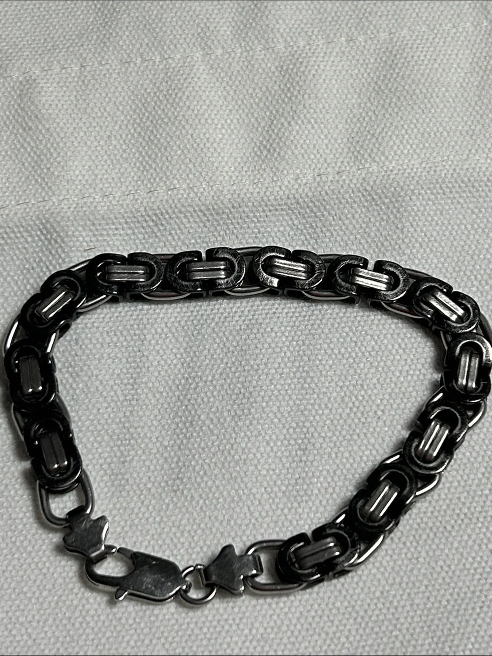 Men's Black Accent Chain Link Stainless Steel Bracelet - Unbranded